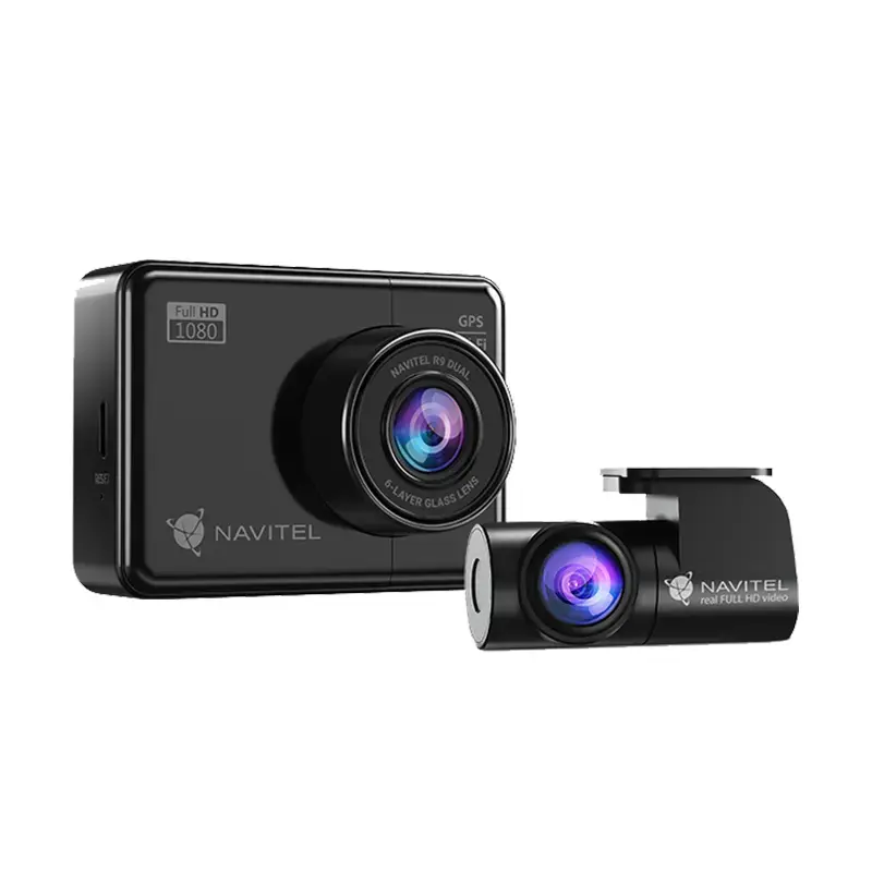 Navitel R9 DUAL <br/>Универсальный видеорегистратор с функциями цифрового спидометра и GPS-информера и Full HD камерой заднего вида <br />
  <br />
 Сверхчувствительный сенсор Sony STARVIS 307 (night vision) в совокупности с шестислойной стеклянной линзой обеспечивает идеальное качество видео даже при недостаточной освещенности. <br />
  <br />
 Процессор MSTAR 8339 поддерживает одновременную детализированную съемку фронтальной и задней камер в разрешении Full HD. Настроить регистратор, отформатировать его карту, обновить базу GPS можно по Wi-Fi через мобильное приложение Navitel DVR Center*. Просматривать, хранить и копировать записанные файлы на ваше мобильное устройство можно даже не выходя из автомобиля и не извлекая карту памяти из регистратора. <br />
 * Приложение поддерживает системы iOS и Android. <br />
  <br />
 Угол обзора фронтальной камеры составляет 170° и позволяет устройству захватить не только несколько полос дорожного полотна, но и обочину. Входящая в комплект внутрисалонная Full HD камера заднего вида позволяет фиксировать события, происходящие позади автомобиля. Дополнительная камера крепится на заднем стекле автомобиля при помощи 3М-скотча и имеет угол обзора 136°, захватывающий «слепые» зоны. <br />
  <br />
 Благодаря встроенному GPS-модулю и регулярно обновляемой базе данных камер и предупреждений*, видеорегистратор своевременно оповещает водителя о предстоящих ограничениях и его реальной скорости, помогая сориентироваться в дорожной ситуации и избежать лишних штрафов. <br />
 * Информация о GPS-координатах стационарных и мобильных радаров и камер видеофиксации, используемая в навигационном программном обеспечении, носит исключительно информационный характер. Производитель не может гарантировать полное соответствие предустановленных и обновляемых в программном обеспечении GPS баз данных объектов с текущей ситуацией на дорогах. <br />
  <br />
 Увеличенная емкость аккумуляторной батареи 500 мА∙ч позволит видеорегистратору работать в автономном режиме без подзарядки. Если, находясь в выключенном состоянии в режиме парковки, встроенный в устройство G-sensor зафиксирует удар или столкновение, видеорегистратор автоматически включится и начнет запись. Файл записи будет защищен, а ролик не будет удален с карты памяти при циклической перезаписи. <br />
  <br />
 GPS-модуль видеорегистратора NAVITEL R9 DUAL позволяет автоматически сохранить вместе с видеозаписью координаты автомобиля в момент съемки. Скачав и установив на свой ПК программу Navitel DVR Player, пользователь может не только просматривать отснятые видеофайлы, но и видеть маршрут передвижения на картах. <br />
  <br />