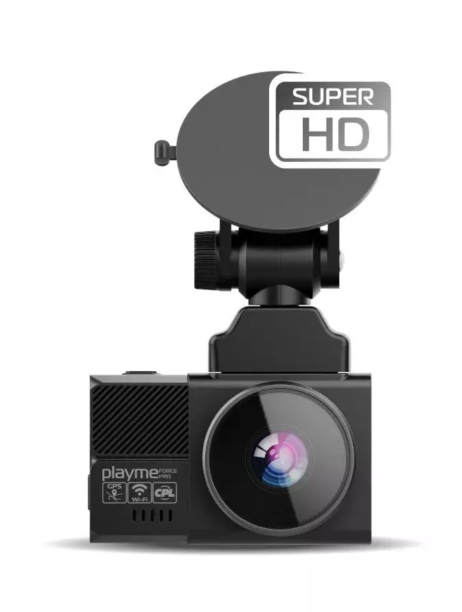 Playme Force PRO <br/>  <br />
•  Запись видео в разрешении Super HD <br />
•  Широкий динамический диапазон (WDR) <br />
•  Поддержка карт памяти до 256 Гбайт <br />
•  GPS/Глонассс-модуль <br />
•  Оповещение о приближении к полицейским камерам/радарам <br />
•  Обновляемая база камер и радаров <br />
•  Широкий угол обзора 140° <br />
•  Поляризационный CPL фильтр <br />
•  IPS дисплей высокой четкости <br />
•  Wi-Fi – модуль <br />
•  Управление данными со смартфона <br />
•  Обновление базы данных GPS через приложение <br />
•  Суперконденсатор <br />
  <br />