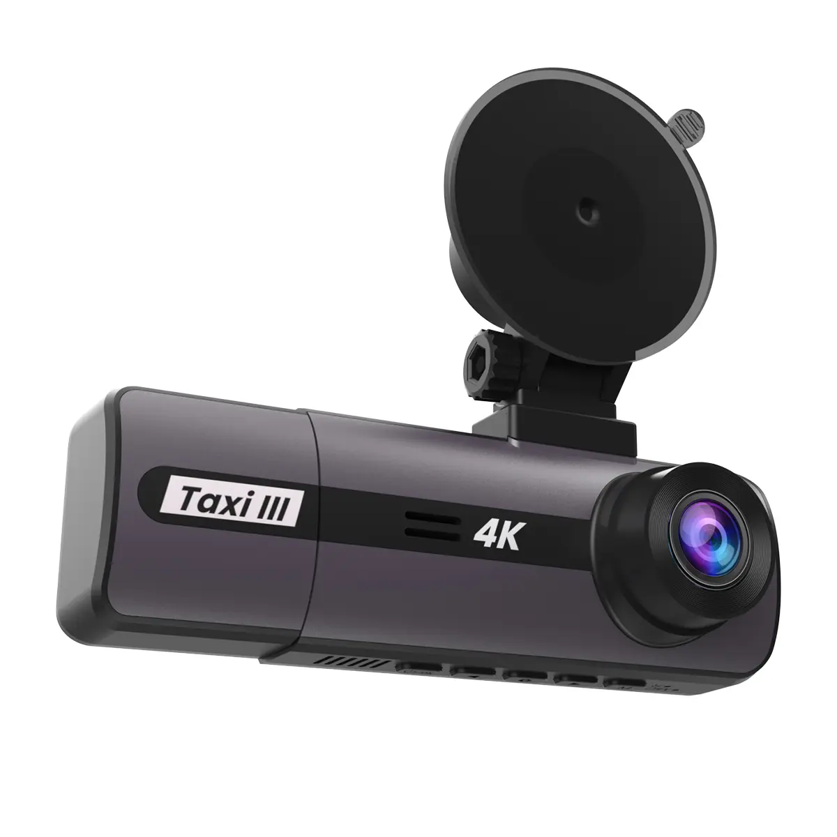 SilverStone Taxi III 4K <br/> Стильное и компактное двухканальное устройство с записью в формате 4К. Основная камера, установленная на лобовом стекле, охватывает обзор всей дороги впереди. Вторая внутрисалонная камера фиксирует обстановку внутри автомобиля.<br />
  <br />
•  Двухканальное видео высокого качества <br />
•  Видео в формате 4К (3840 х 2160р) при 30 к/с <br />
•  Угол обзора 140° <br />
•  Прочное крепление на присоске <br />
•  Датчик удара G-сенсор <br />
•  Стильный и суперкомпактный дизайн <br />
•  Поддержка карт до 256 ГБ <br />
  <br />