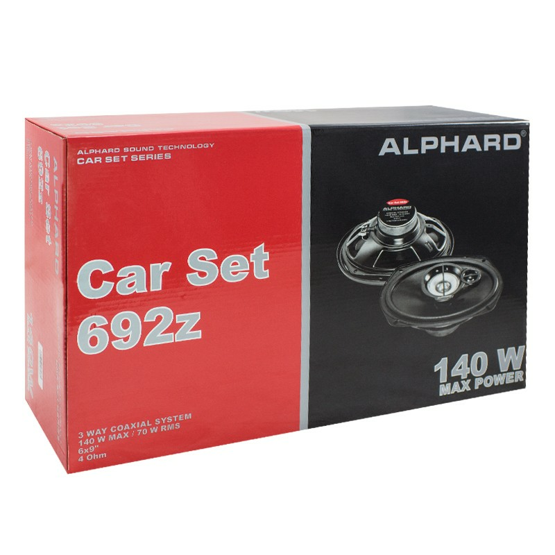 Акустика коаксиальная Alphard CAR SET 692 Z. овальный 15x23 см (6x9 дюйм.), Мощность динамиков 70 Вт (номинальная), 140 Вт (максимальная).