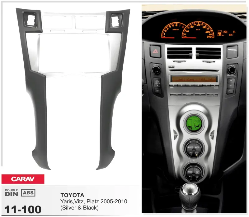 CARAV 11-100 - Toyota Yaris, Vitz, Platz 2005-2010 (Silver) 2-DIN