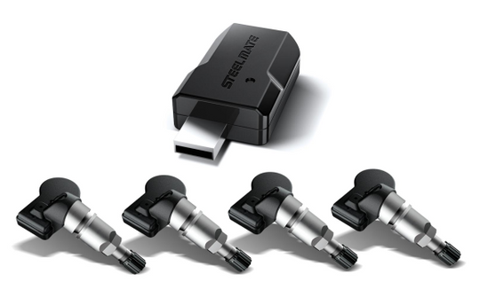 Steel Mate TP-U1I <br/>  Система контроля давления в шинах с четырьмя внутренними датчиками в комплекте. Давление в шинах выводится в реальном времени на головное устройство автомобиля (только для Android). <br />
  <br />
 Особенности: <br />
  - Всплывающее уведомление и звуковое оповещение в случае отклонения давления от нормы <br />
  - Вся информация отображается на вашем штатном головном устройстве Android, не нужно добавлять дополнительный дисплей <br />
  - Отображение и мониторинг температуры и давления в 4 шинах в режиме реального времени <br />
  - Простая установка USB plug and play <br />
  <br />