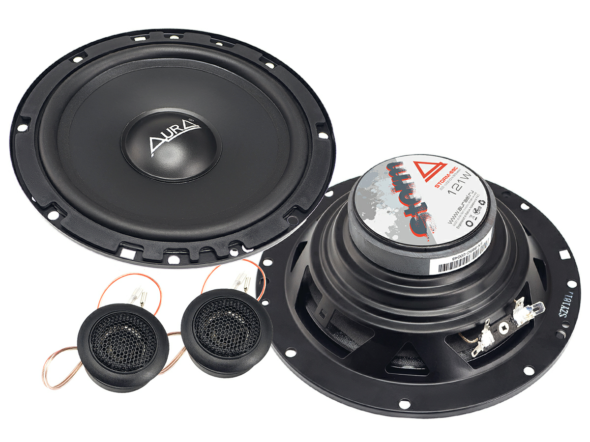 Акустика компонентная Aura Storm-65C. 16.5 см (6.5 дюйм.), Мощность динамиков 61 Вт (номинальная), 121 Вт (максимальная).