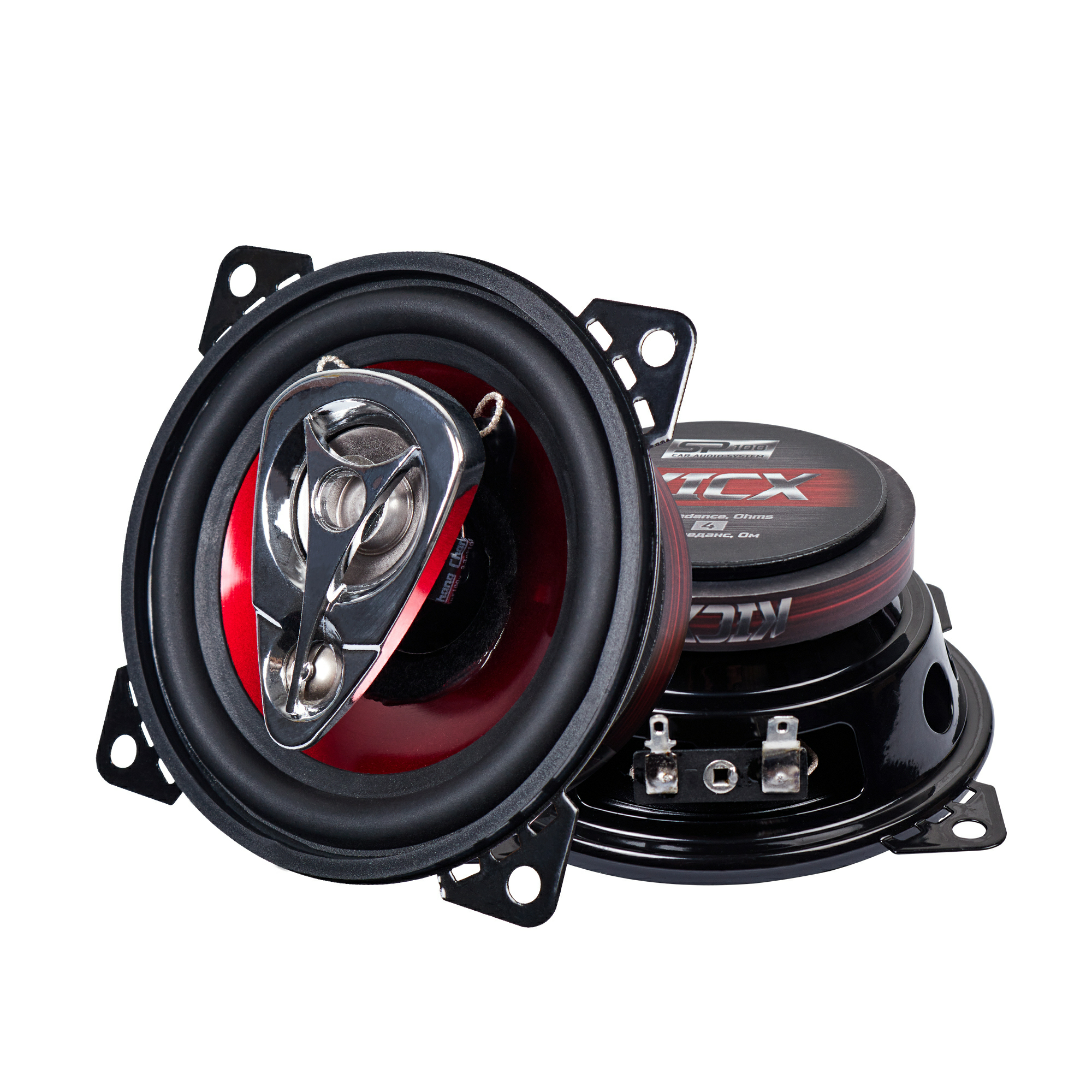 Акустика коаксиальная Kicx SP-100. 10 см (4 дюйм.), Мощность динамиков 30 Вт (номинальная), 60 Вт (максимальная).