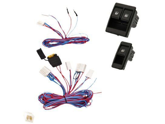Комплект электромонтажный передних стеклоподъемников Д10-357.3769-12V-WG Комфорт-Д10 357.3769-12V-WG установочный комплект в передние двери с защитой, зеленый свет 357.3769-12V-WG + 921.3709-12V-WG
В комплекте:
 ● Проводка: ЭМКС12.310.10 (ПВАМ 1.0 мм², авто)
 ● Переключатель (кнопка): 357.3769 12В (1 шт.)
 ● Переключатель (кнопка): 921.3709 12В (1 шт.)
 ● Присоединительная колодка: 20604 (2 шт.)