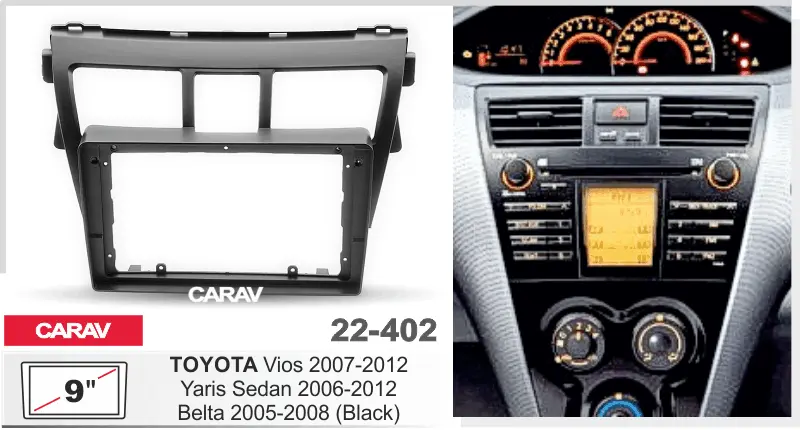CARAV 22-402 - TOYOTA Yaris Sedan 2006-2012 (черный) (9")