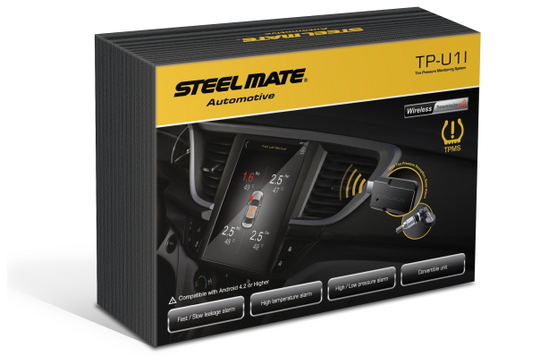 Steel Mate TP-U1I <br/>  Система контроля давления в шинах с четырьмя внутренними датчиками в комплекте. Давление в шинах выводится в реальном времени на головное устройство автомобиля (только для Android). <br />
  <br />
 Особенности: <br />
  - Всплывающее уведомление и звуковое оповещение в случае отклонения давления от нормы <br />
  - Вся информация отображается на вашем штатном головном устройстве Android, не нужно добавлять дополнительный дисплей <br />
  - Отображение и мониторинг температуры и давления в 4 шинах в режиме реального времени <br />
  - Простая установка USB plug and play <br />
  <br />