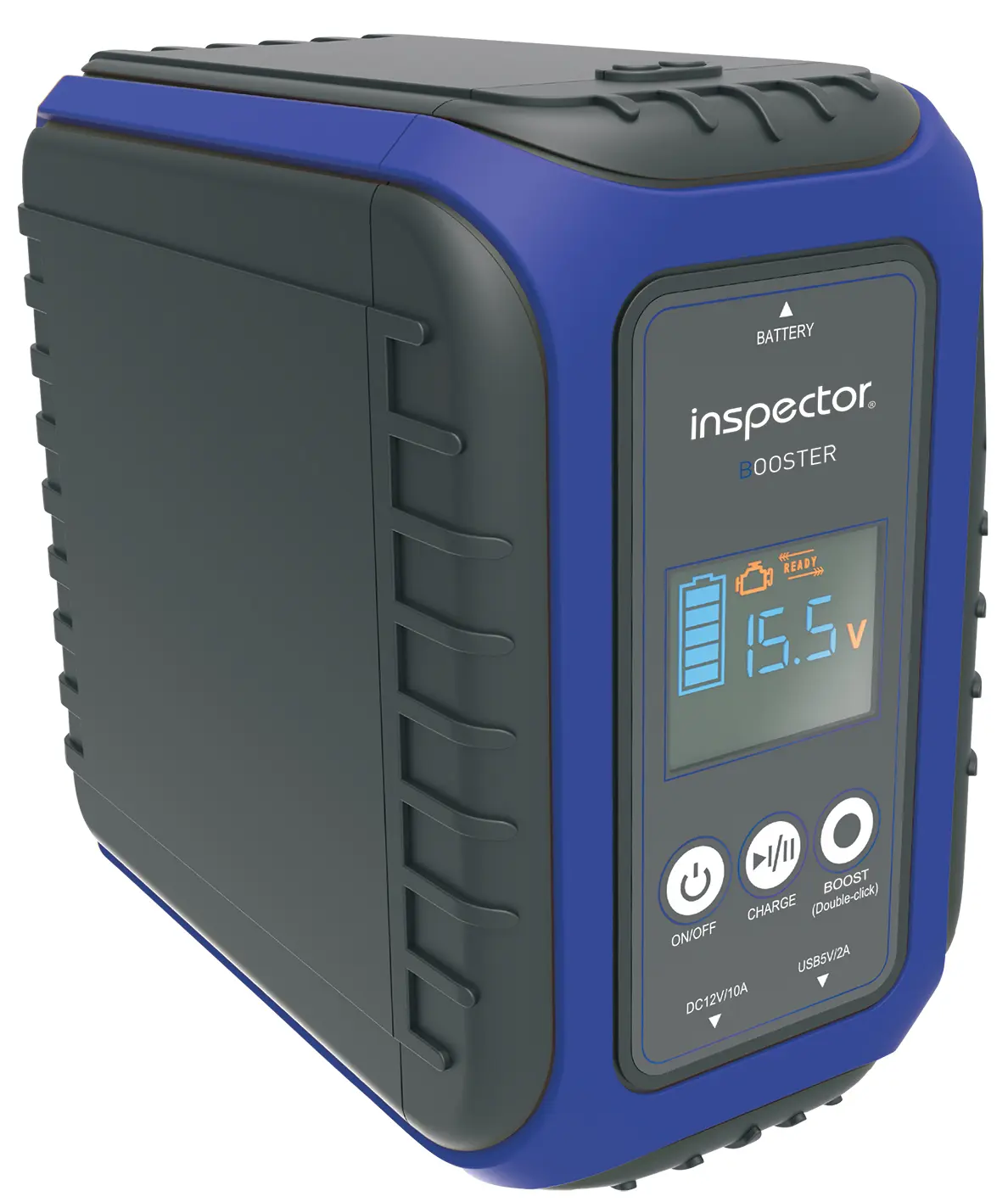 Пуско-зарядное устройство Inspector Booster 800 <br/>Inspector Booster 800 относится к пусковым устройствам суперконденсаторного типа. Главным достоинством подобного типа устройств является отсутствие встроенных  аккумуляторов. Вместо них применены суперконденсаторы большой емкости (ионисторы). Применение конденсаторного накопителя заряда позволяет гарантированно запустить двигатель автомобиля даже в случае сильно разряженной АКБ (до 4В). А в случае, если АКБ разряжена полностью, то с помощью предварительной зарядки от АКБ или розетки прикуривателя другого автомобиля, или даже от портативного зарядного устройства USB. <br />
<br />
Inspector Booster 800 обладает пусковым током 800А, что обеспечивает запуск любых типов транспортных средств с бензиновым двигателем объемом до 5 л. и с дизельным двигателем до 2.5 л. и напряжением бортовой сети 12В.<br />
<br />
Безбатарейное пусковое устройство (БПУ) Inspector Booster 800 относится к новому поколению подобных устройств и отличается от классических батарейных моделей следующими преимуществами:<br />
- Исключительная безопасность ввиду отсутствия аккумуляторных батарей (разрешены к перевозке всеми видами транспорта, включая воздушный!);<br />
- Нет необходимости поддерживать уровень заряда устройства - безбатарейное ПУ готово к запуску автомобиля в любой момент, вне зависимости от продолжительности хранения;<br />
- Широчайший рабочий температурный диапазон: -40...+60⁰С;<br />
- Срок службы: более 10 лет;<br />
- Возможность запуска с полностью разряженным аккумулятором автомобиля;<br />
- Возможность запуска двигателя напрямую, минуя аккумулятор (или ввиду его отсутствия).  <br />
<br />  
<iframe width="560" height="315" src="https://www.youtube.com/embed/7FECEVygv9I" title="YouTube video player" frameborder="0" allow="accelerometer; autoplay; clipboard-write; encrypted-media; gyroscope; picture-in-picture; web-share" allowfullscreen></iframe>