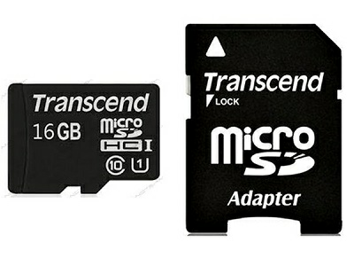 Карта памяти Micro SD 16Gb Transcend Class 10 UHS-I с адаптером SD