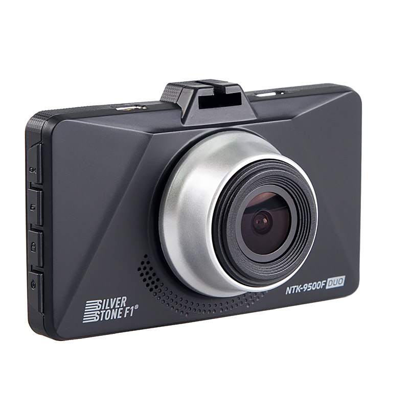 SilverStone F1 NTK-9500F DUO <br/> Видеорегистратор SilverStone F1 NTK-9500F Duo имеет облегчённый пластиковый корпус с матовым покрытием и камеру заднего вида, с помощью которой создаётся второй канал видеозаписи. Оба канала записывают качественное видео. <br />
  <br />
•  Двухканальное видео высокого качества <br />
•  Видеозаписи в формате Full HD-видео (1920x1080) при 30 к/с <br />
•  Лёгкий компактный пластиковый корпус <br />
•  Циклическая запись 1/2/3 мин. <br />
•  MicroHDSC карты (до 32 Гб) <br />
  <br />