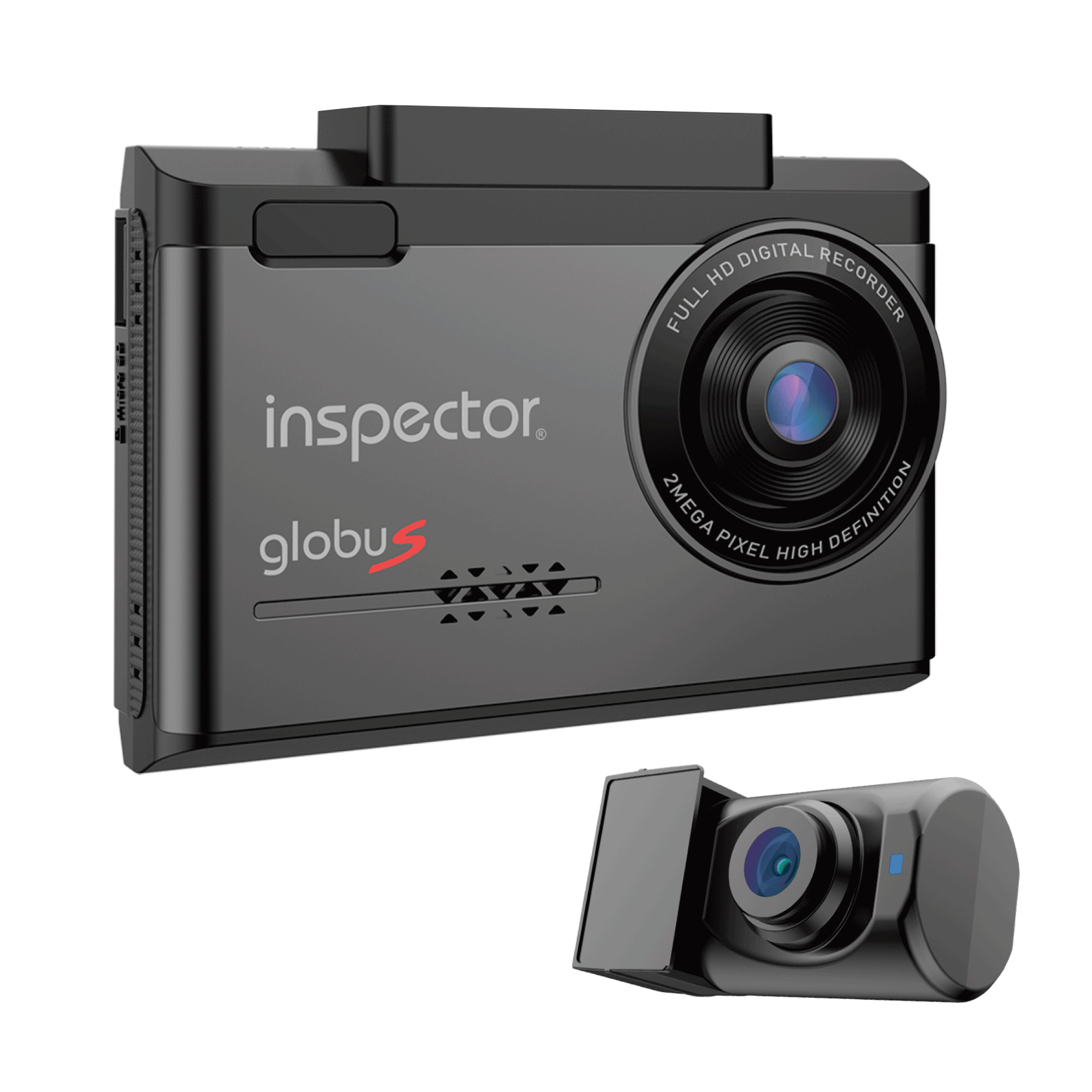 Inspector GLOBUS <br/>Двухканальное сигнатурное комбо-устройство Inspector GLOBUS со встроенным Wi-Fi модулем, с дополнительной камерой для установки в салоне автомобиля, официальным приложением для смартфонов, IPS-дисплеем и магнитным креплением со встроенными системами глобального позиционирования: GPS + GLONASS + GALILEO. <br />
 <br />
• Современный процессор iCatch CR1A-S работает в паре со светочувствительным сенсором SONY Starvis IMX для наилучшего качества ночной съемки. <br />
• Дополнительная камера с качеством съемки Full HD для установки в салоне автомобиля уже в комплекте. <br />
• Сигнатурная технология предназначена для снижения количества ложных оповещений в К-диапазоне с помощью распознавания сигналов радаров и сопоставления их с заложенной в память устройства обновляемой библиотекой сигнатур. <br />
• Экран диагональю 3″ выполнен по технологии IPS (изображение остается читаемым даже при ярком солнечном свете), а тач-сенсор  - по емкостной технологии, применяемой в экранах современных смартфонов. <br />
• Поворотное на 360° градусов магнитное крепление с активным питанием, кабель питания подключается к креплению без необходимости его отключения. <br />
• В магнитное крепление впервые встроено сразу три системы глобального позиционирования: GPS + GLONASS + GALILEO, что позволяет сократить до минимума время на поиск спутников, а также препятствует быстрой потере спутников при въезде в туннель или зону плотной застройки. <br />
• Встроенный Wi-Fi модуль позволяет установить связь с любым современным смартфоном на базе Android или с iPhone, чтобы с помощью официального приложения иметь возможность обновить программное обеспечение или базу радаров и камер, не выходя из автомобиля. Помимо этого приложение позволяет просмотреть записи с устройства или внести изменения в настройки устройства. Приложение INSPECTOR Wi-Fi Assistant уже доступно на Google Play Market и Apple App Store. <br />
• Интеллектуальный режим парковки осуществляет мониторинг автомобиля во время Вашего отсутствия. В случае детектирования удара/наклона/перемещения с помощью G-сенсора (акселерометра) устройство автоматически начнет видеосъемку. Специально разработанный кабель подключения скрытой проводки (входит в комплект) позволяет производить мониторинг уровня заряда аккумулятора автомобиля, и при падении напряжения ниже установленного уровня автоматически выключит устройство во избежание полного разряда аккумулятора автомобиля. <br />
 <br />